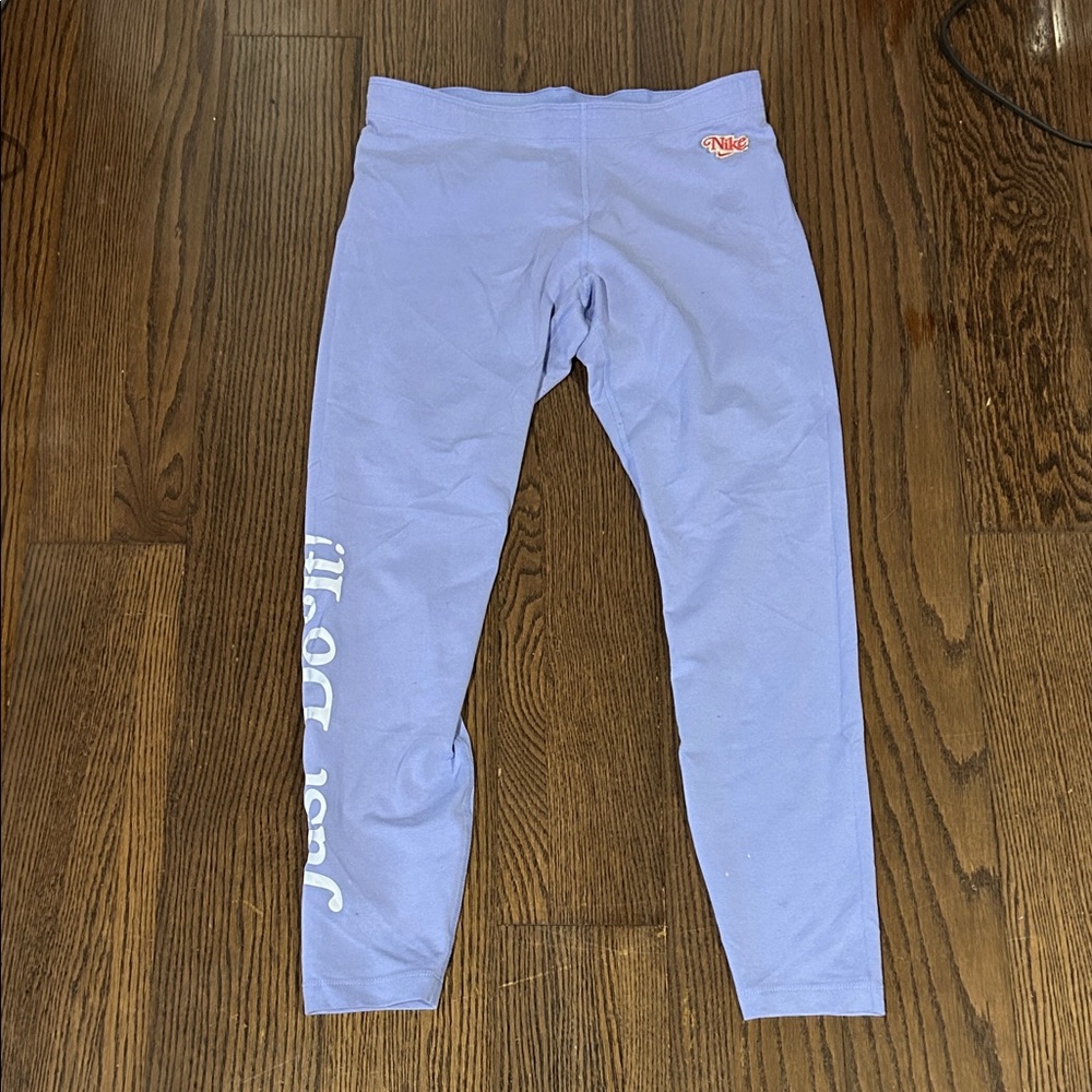 Nike Lavender Leggings with White 'Just Do It' Side Logo workout pant L
